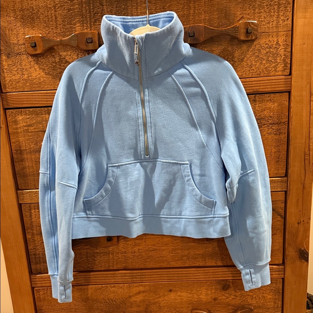 Lululemon Scuba Oversized Funnel-Neck Half Zip, XS/S, Light Blue